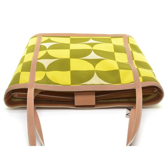 Maxx New York Large Geometry Pattern Canvas Leather Trim Tote Bag - Picture 5 of 6